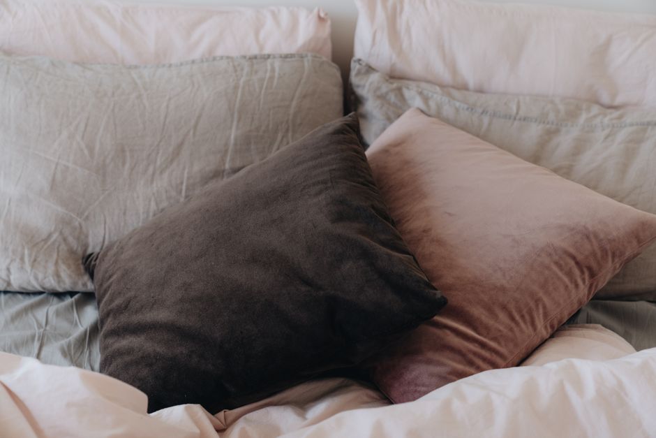 Memory foam bamboo pillow on calm neutral bedding